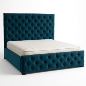 Teal blue valvet king  size bed