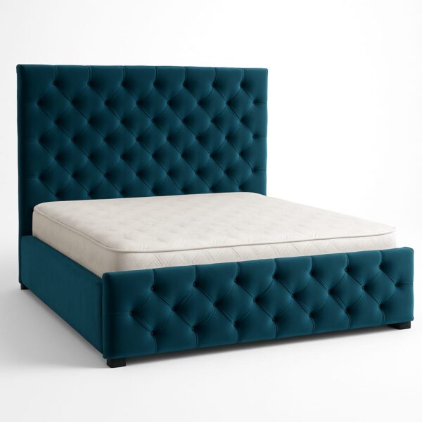 Teal blue valvet king  size bed