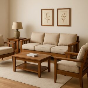 classic wooden sofa with elegant interior touch