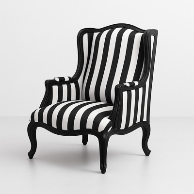 black and white chair Classic Black & White High-Back Chair