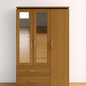 Modern 3-Door Wooden Wardrobe with Mirror