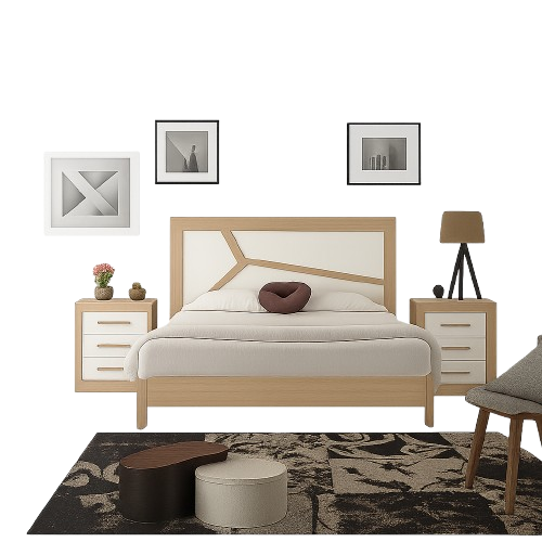 Simple Wooden Bed Set (No Mattress)